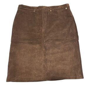 Vintage Bagatelle Deep Brown Suede Leather Lined Skirt Women’s Size 16